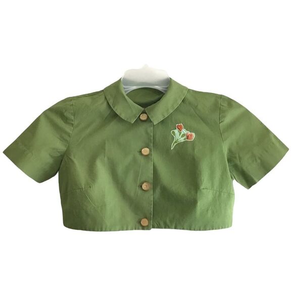 Vintage Carol Rodgers Junior Green Floral 2 Piece Dress With Bolero Jacket Set - Picture 9 of 16